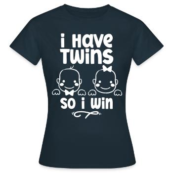 Ich Habe Zwillinge Also Gewinne Ich Zwilling - Frauen T-Shirt - Navy - Vorne - AI Model Female 172 dark (172cm)