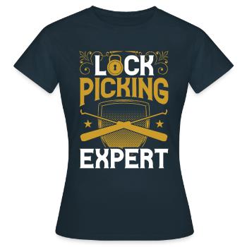 Lockpicking Experte Schloss Lock Picking Knacken - Frauen T-Shirt - Navy - Vorne - AI Model Female 172 dark (172cm)