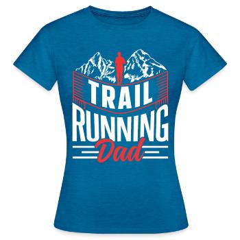 Trail Running Papa Runner Trail Running Race - T-shirt Femme - bleu saphir antique chiné - Devant - AI Model Female 172 dark (172cm)