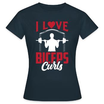 J’adore biceps boucles dictons muscles biceps - T-shirt Femme - marine - Devant - AI Model Female 172 dark (172cm)