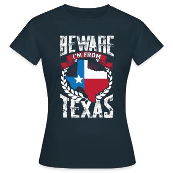 Attention: Je viens du Texas Texan Texan - T-shirt Femme - marine - Devant - AI Model Female 172 dark (172cm)