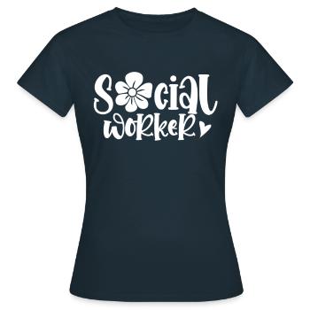 Travailleur social Travailleur social Profession de travailleur social - T-shirt Femme - marine - Devant - AI Model Female 172 dark (172cm)