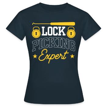 Lockpicking Experte Lock Picking Knacken Schloss - Frauen T-Shirt - Navy - Vorne - AI Model Female 172 dark (172cm)
