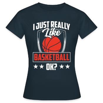 J’aime beaucoup le basket, les joueurs de basket - T-shirt Femme - marine - Devant - AI Model Female 172 dark (172cm)