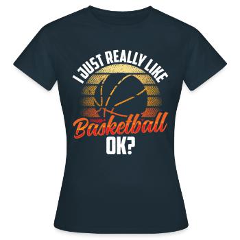 J’aime beaucoup le basket, les joueurs de basket - T-shirt Femme - marine - Devant - AI Model Female 172 dark (172cm)