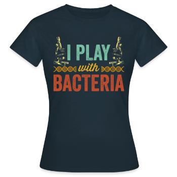 I'm playing with bacteria microscopes microscope - Women's T-Shirt - navy - Front - AI Model Female 172 dark (172cm)