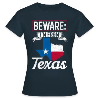 Attention: Je viens de Texas Texan Texans - T-shirt Femme - marine - Devant - AI Model Female 172 dark (172cm)
