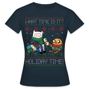 Adventure Time What Time Is It? Holiday Time! - Women's T-Shirt - navy - Front - AI Model Female 172 dark (172cm)