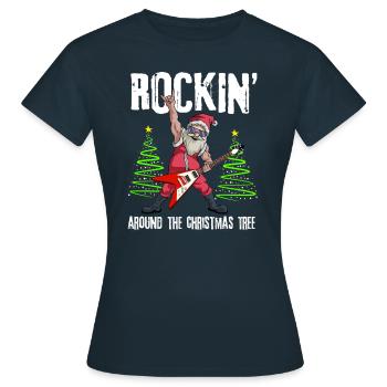 Rockin autour de l'arbre de Noël Santa rocker - T-shirt Femme - marine - Devant - AI Model Female 172 dark (172cm)
