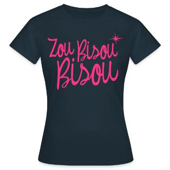 Zou Bisou Bisou - Frauen T-Shirt - Navy - Vorne - AI Model Female 172 dark (172cm)