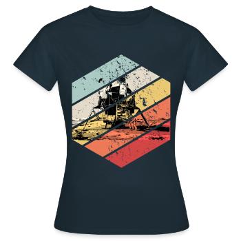 Retro Vintage Mondlandung Raumfahrer Astronaut Ufo - Frauen T-Shirt - Navy - Vorne - AI Model Female 172 dark (172cm)