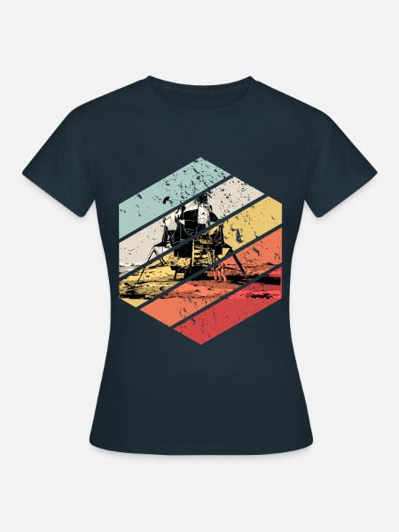 Retro Vintage Moon Landing Spaceman Astronaut Ufo - Women's T-Shirt - navy