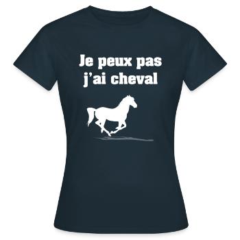 JE PEUX PAS J'AI CHEVAL - T-shirt Femme - marine - Devant - AI Model Female 172 dark (172cm)