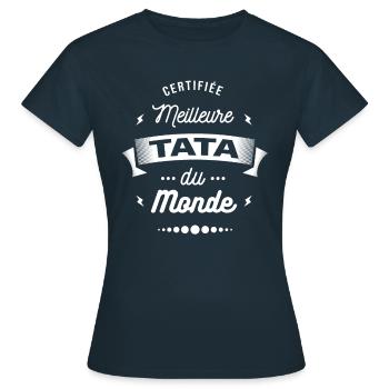 CERTIFIÉE MEILLEURE TATA DU MONDE - T-shirt Femme - marine - Devant - AI Model Female 172 dark (172cm)