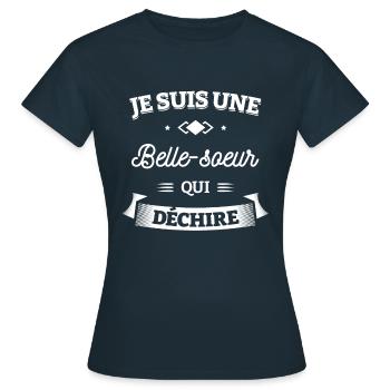 BELLE-SŒUR QUI DÉCHIRE - T-shirt Femme - marine - Devant - AI Model Female 172 dark (172cm)