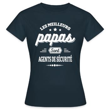 LES MEILLEURS PAPAS SONT AGENTS DE SÉCURITÉ - T-shirt Femme - marine - Devant - AI Model Female 172 dark (172cm)