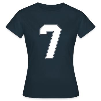 7 Jahre Trikotnummer 7 - Frauen T-Shirt - Navy - Vorne - AI Model Female 172 dark (172cm)