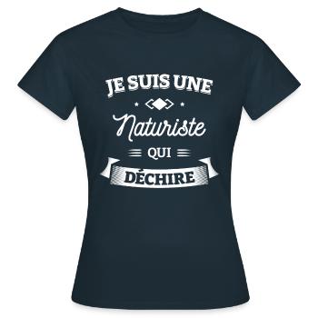 NATURISTE QUI DÉCHIRE - T-shirt Femme - marine - Devant - AI Model Female 172 dark (172cm)