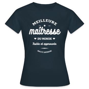 MEILLEURE MAÎTRESSE DU MONDE - T-shirt Femme - marine - Devant - AI Model Female 172 dark (172cm)