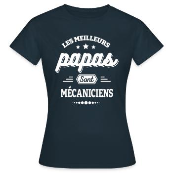 LES MEILLEURS PAPAS SONT MÉCANICIEN - T-shirt Femme - marine - Devant - AI Model Female 172 dark (172cm)