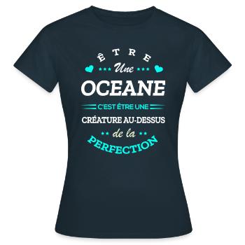OCEANE PARFAITE - NOM OCEANE - T-shirt Femme - marine - Devant - AI Model Female 172 dark (172cm)