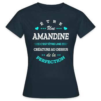 AMANDINE PARFAITE - NOM AMANDINE - T-shirt Femme - marine - Devant - AI Model Female 172 dark (172cm)