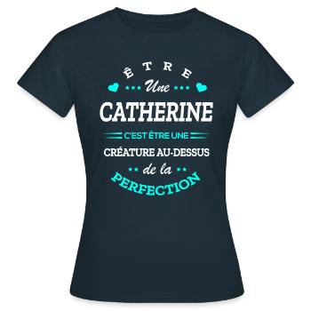 CATHERINE PARFAITE - NOM CATHERINE - T-shirt Femme - marine - Devant - AI Model Female 172 dark (172cm)