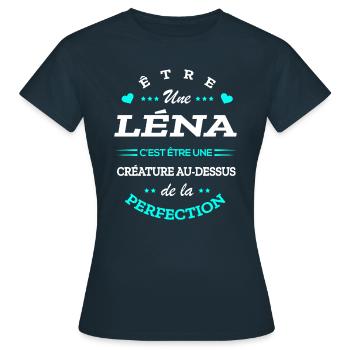 LÉNA PARFAITE - NOM LÉNA - T-shirt Femme - marine - Devant - AI Model Female 172 dark (172cm)