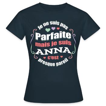 ANNA PARFAITE - PRENOM ANNA - T-shirt Femme - marine - Devant - AI Model Female 172 dark (172cm)