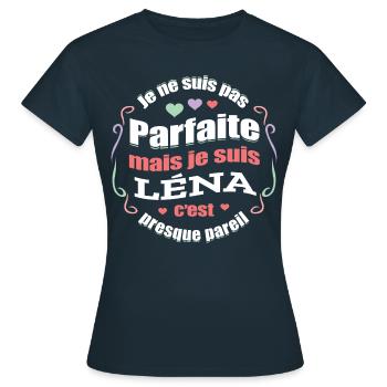 LÉNA PARFAITE - PRENOM LÉNA - T-shirt Femme - marine - Devant - AI Model Female 172 dark (172cm)