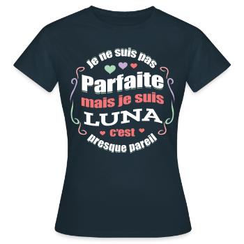 LUNA PARFAITE - PRENOM LUNA - T-shirt Femme - marine - Devant - AI Model Female 172 dark (172cm)