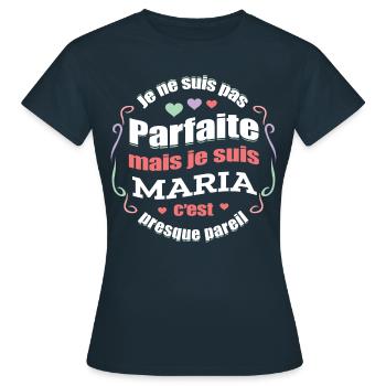 MARIA PARFAITE - PRENOM MARIA - T-shirt Femme - marine - Devant - AI Model Female 172 dark (172cm)