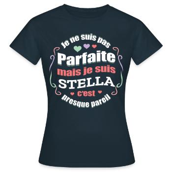 STELLA PARFAITE - PRENOM STELLA - T-shirt Femme - marine - Devant - AI Model Female 172 dark (172cm)