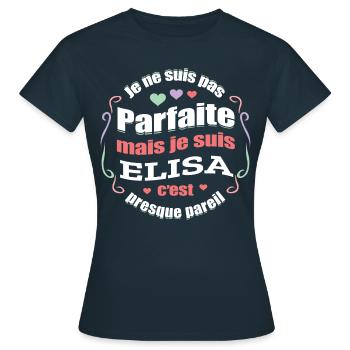 ELISA PARFAITE - PRENOM ELISA - T-shirt Femme - marine - Devant - AI Model Female 172 dark (172cm)