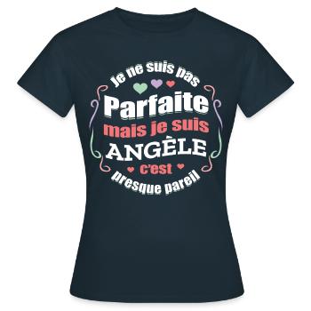 ANGÈLE PARFAITE - PRENOM ANGÈLE - T-shirt Femme - marine - Devant - AI Model Female 172 dark (172cm)