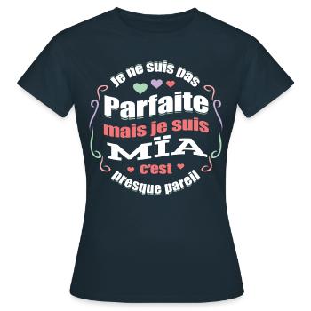 MÏA PARFAITE - PRENOM MÏA - T-shirt Femme - marine - Devant - AI Model Female 172 dark (172cm)