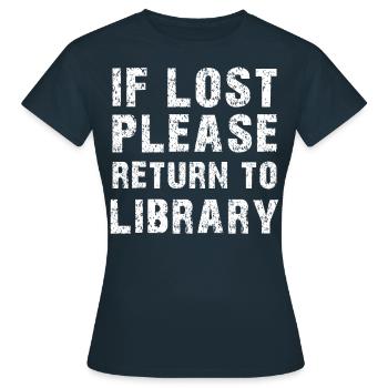 Book library library funny saying gift - Women's T-Shirt - navy - Front - AI Model Female 172 dark (172cm)
