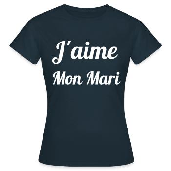 J aime mon mari - T-shirt Femme - marine - Devant - AI Model Female 172 dark (172cm)