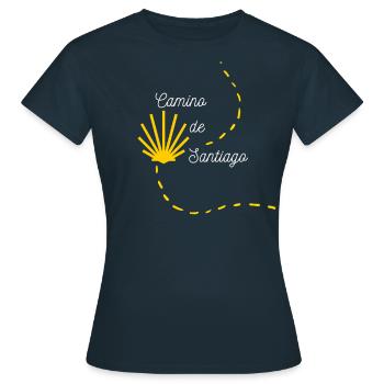 Camino de Santiago Jakobsweg Jakobsmuschel - Frauen T-Shirt - Navy - Vorne - AI Model Female 172 dark (172cm)
