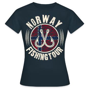 Excursion de pêche en Norvège - T-shirt Femme - marine - Devant - AI Model Female 172 dark (172cm)