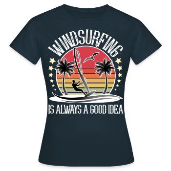 Windsurfen Windsurfer Windsurf - Frauen T-Shirt - Navy - Vorne - AI Model Female 172 dark (172cm)