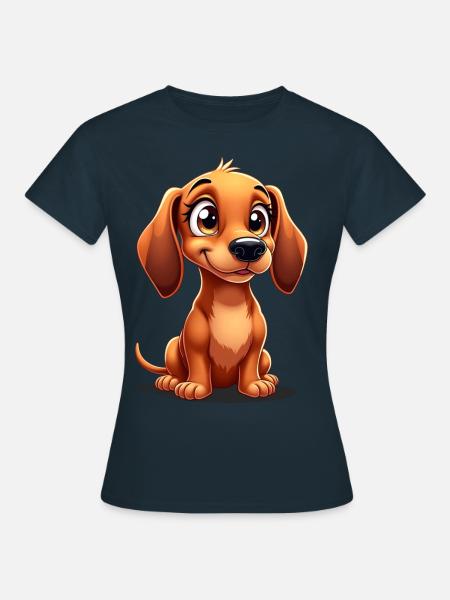 Schattige teckel - koddige teckel - Vrouwen T-shirt - navy