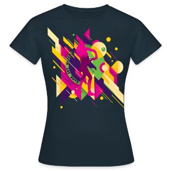 Buntes Tennis trifft Abstrakte Kunst 🎾 Sport - Frauen T-Shirt - Navy - Vorne - AI Model Female 172 dark (172cm)