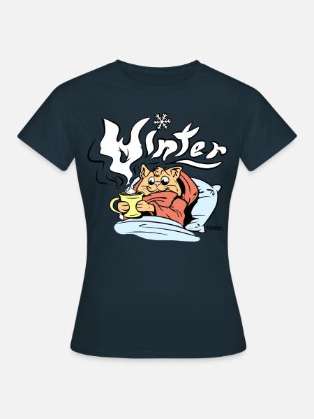 Winter Katze - Frauen T-Shirt - Navy