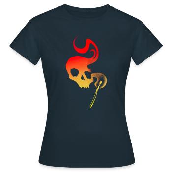 Allumette silhouette tête de mort - T-shirt Femme - marine - Devant - AI Model Female 172 dark (172cm)