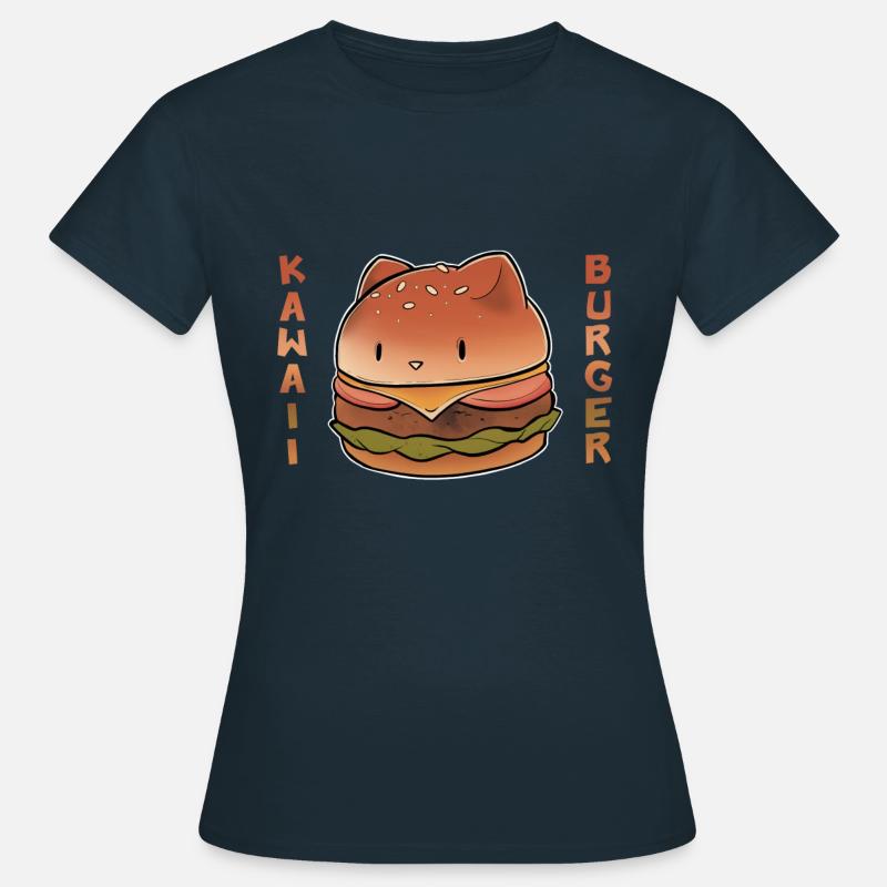 Hamburger kawaii per gatti - Maglietta da donna - navy