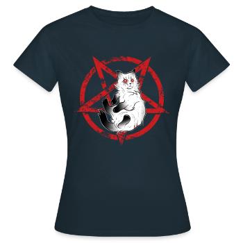 Dark cat occult pentacle Halloween - Women's T-Shirt - navy - Front - AI Model Female 172 dark (172cm)
