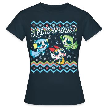 Powerpuff Girls Ugly Christmas Sweater - Women's T-Shirt - navy - Front - AI Model Female 172 dark (172cm)