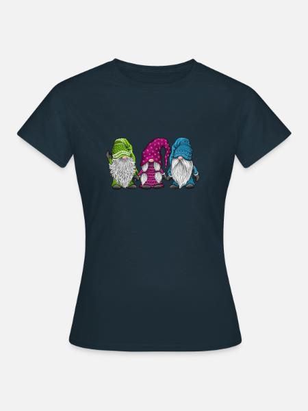 Weihnachten Christmas Wichtel - Frauen T-Shirt - Navy