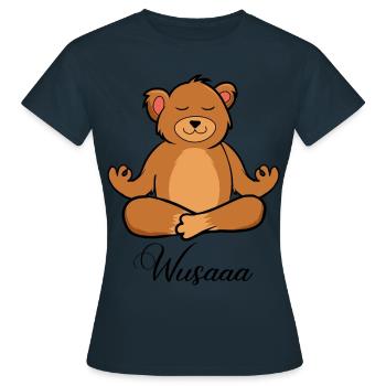 Auszeit Durchatmen Wusaaa Bär - Frauen T-Shirt - Navy - Vorne - AI Model Female 172 dark (172cm)